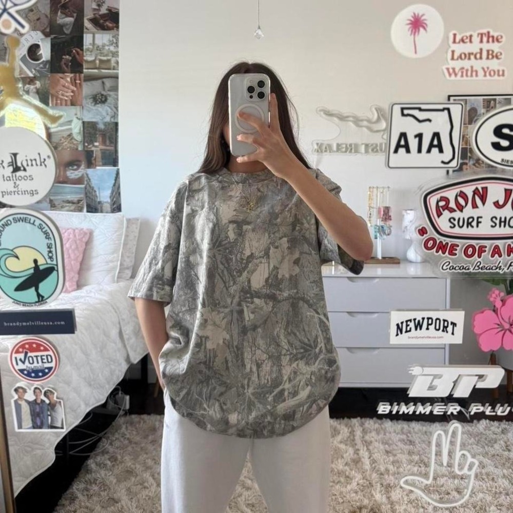 light grey camo hollister boxy fit tee